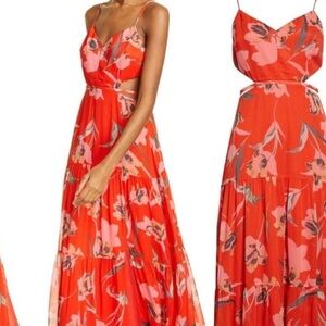 Milly Wilda Floating Botanica Tiered Cut Out Floral Maxi Dress